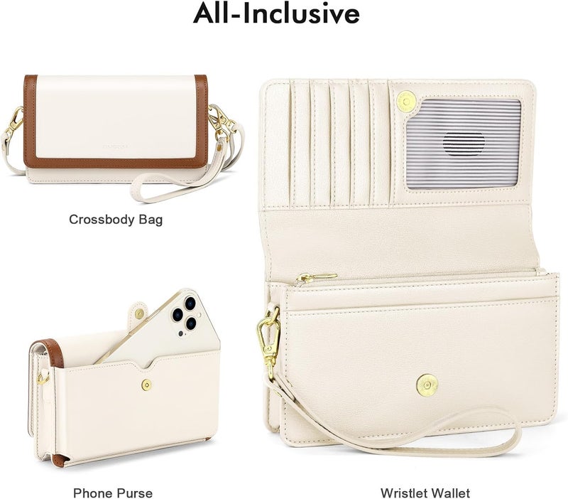Nuoku Crossbody Bag for Women Cellphone Little Purse with Credit Card Slots Lightweight Leather Wristlet Wallet | Cellphone, Little Purse, Lightweight - Image 2